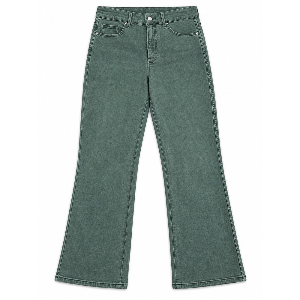 Good American Good Curve High Rise Flare Jeans Olive Green Size 14/32 GCS032T